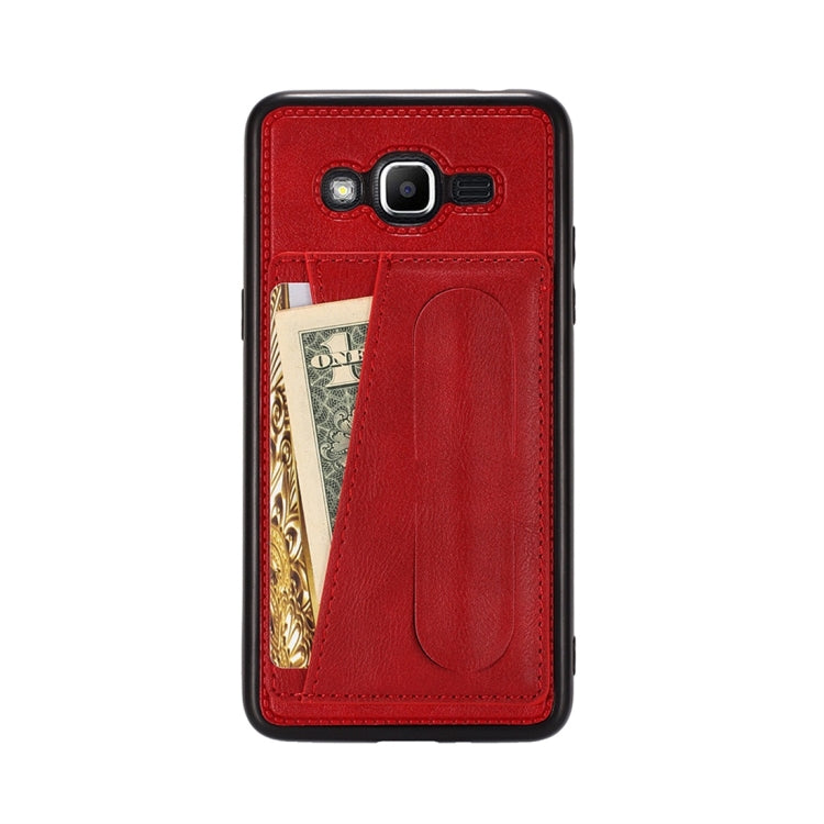 For Galaxy J2 Prime Shockproof PC + PU Protective Case with Spring Holder & Card Slot