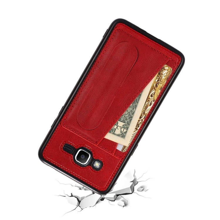 For Galaxy J2 Prime Shockproof PC + PU Protective Case with Spring Holder & Card Slot