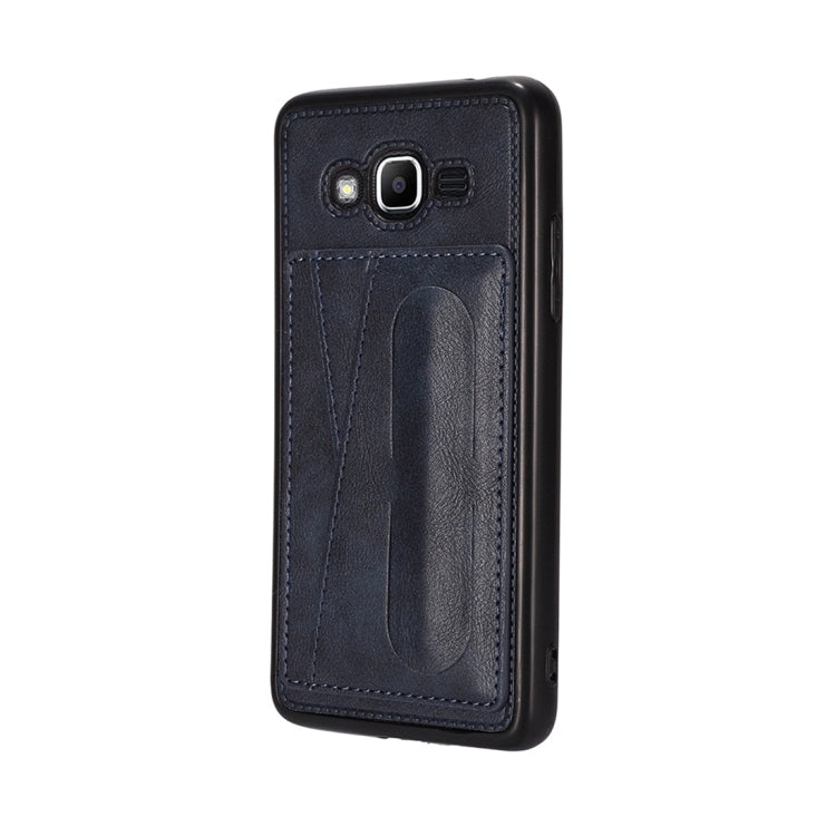 For Galaxy J2 Prime Shockproof PC + PU Protective Case with Spring Holder & Card Slot