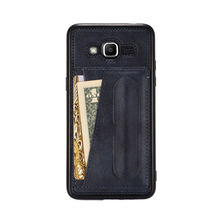 For Galaxy J2 Prime Shockproof PC + PU Protective Case with Spring Holder & Card Slot