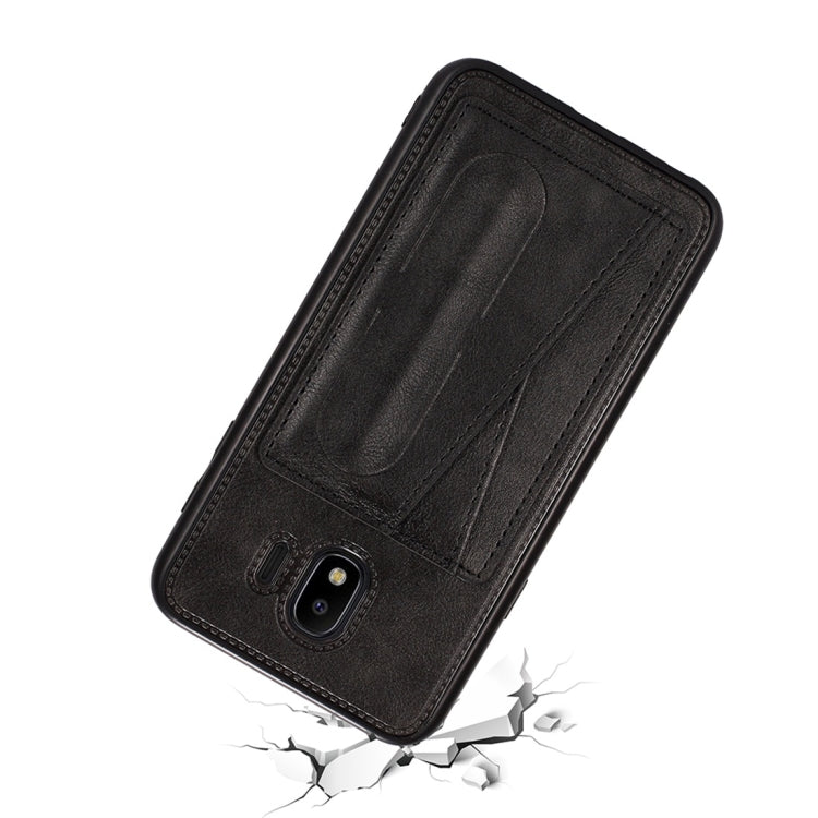 For Galaxy J4 (2018) Shockproof PC + PU Protective Case with Spring Holder & Card Slot