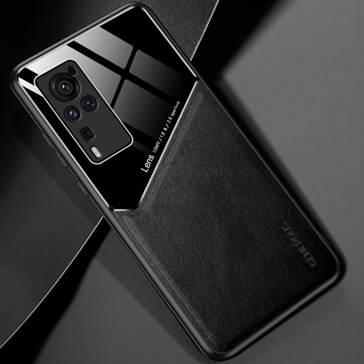 For vivo X60 Pro All-inclusive Leather + Organic Glass Protective Case with Metal Iron Sheet