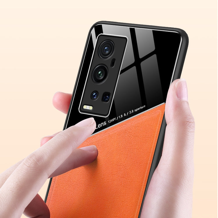 For vivo X60 Pro Plus All-inclusive Leather + Organic Glass Protective Case with Metal Iron Sheet