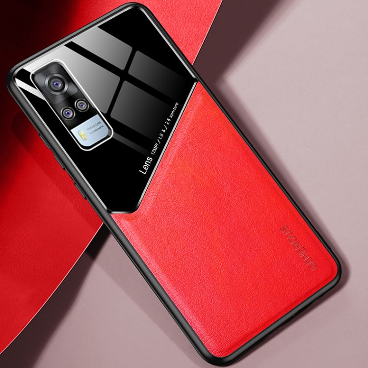 For vivo Y51 (2020 Indian Version) All-inclusive Leather + Organic Glass Protective Case with Metal Iron Sheet