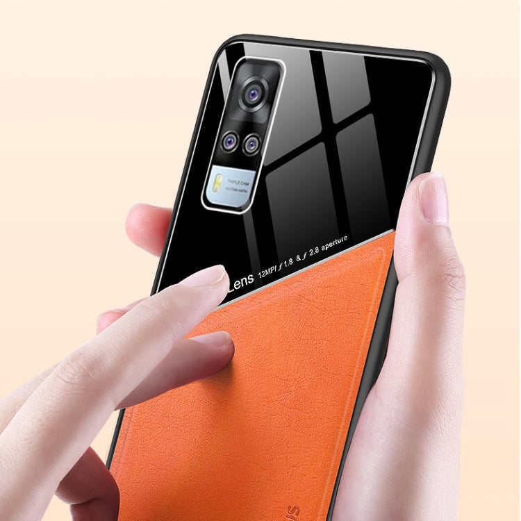 For vivo Y51 (2020 Indian Version) All-inclusive Leather + Organic Glass Protective Case with Metal Iron Sheet