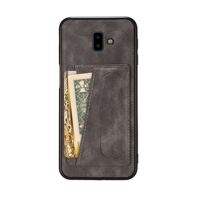For Galaxy J8 (2018) Shockproof PC + PU Protective Case with Spring Holder & Card Slot