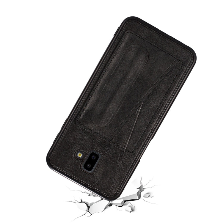 For Galaxy J8 (2018) Shockproof PC + PU Protective Case with Spring Holder & Card Slot