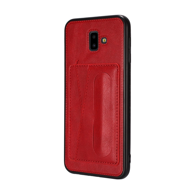 For Galaxy J8 (2018) Shockproof PC + PU Protective Case with Spring Holder & Card Slot