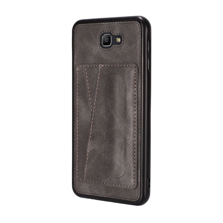 For Galaxy On7 (2016) Shockproof PC + PU Protective Case with Spring Holder & Card Slot