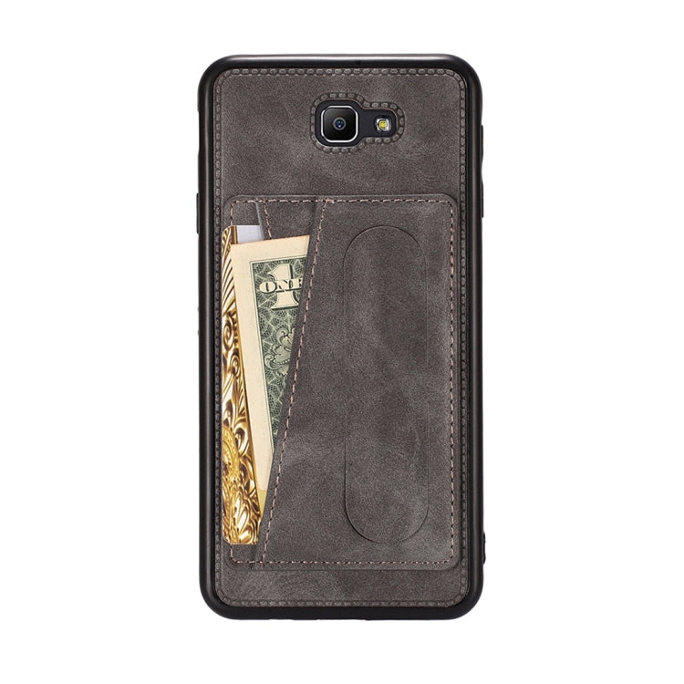 For Galaxy On7 (2016) Shockproof PC + PU Protective Case with Spring Holder & Card Slot