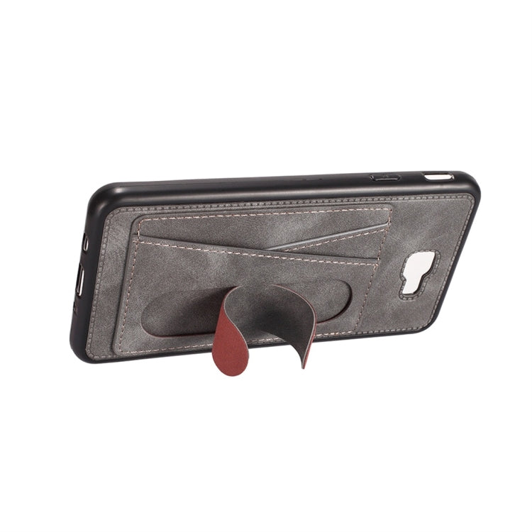 For Galaxy On7 (2016) Shockproof PC + PU Protective Case with Spring Holder & Card Slot