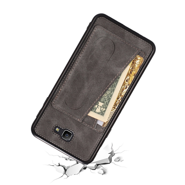 For Galaxy On7 (2016) Shockproof PC + PU Protective Case with Spring Holder & Card Slot