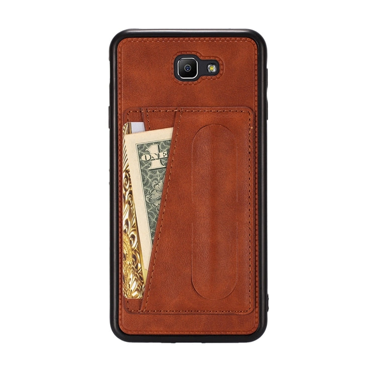 For Galaxy On7 (2016) Shockproof PC + PU Protective Case with Spring Holder & Card Slot