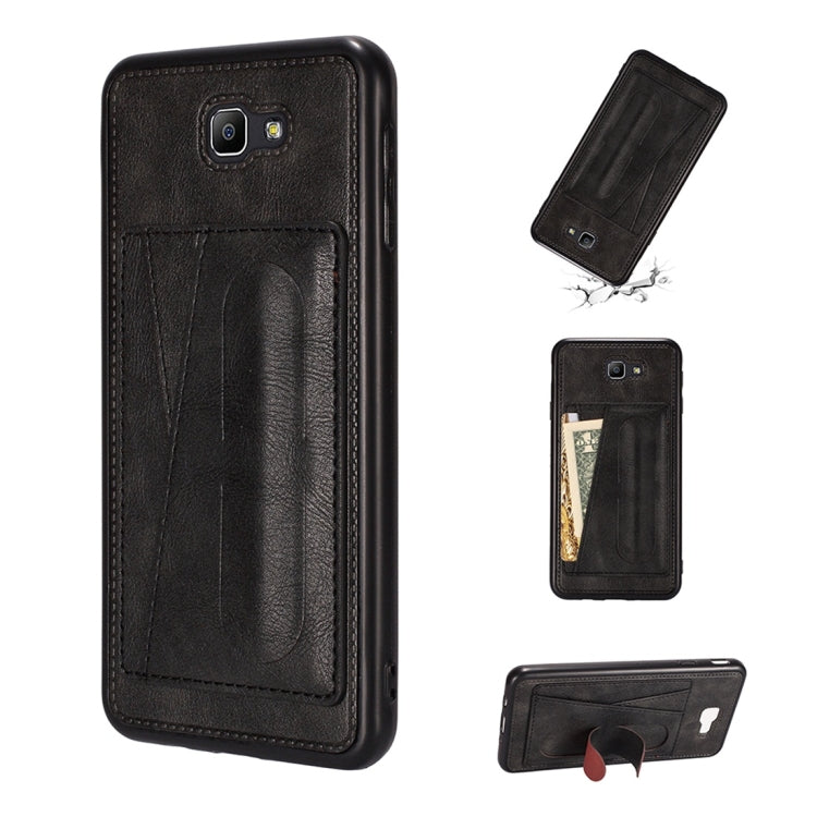 For Galaxy On7 (2016) Shockproof PC + PU Protective Case with Spring Holder & Card Slot