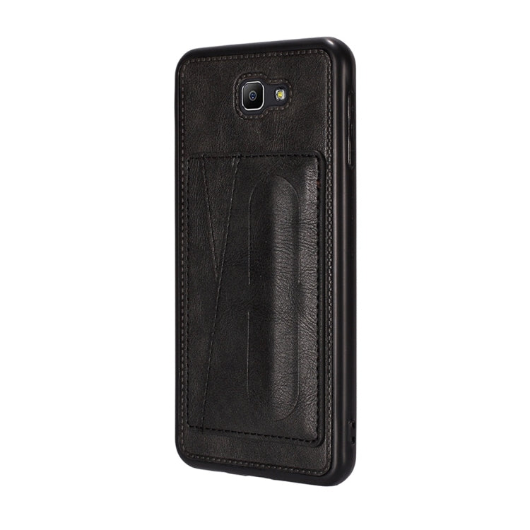 For Galaxy On7 (2016) Shockproof PC + PU Protective Case with Spring Holder & Card Slot