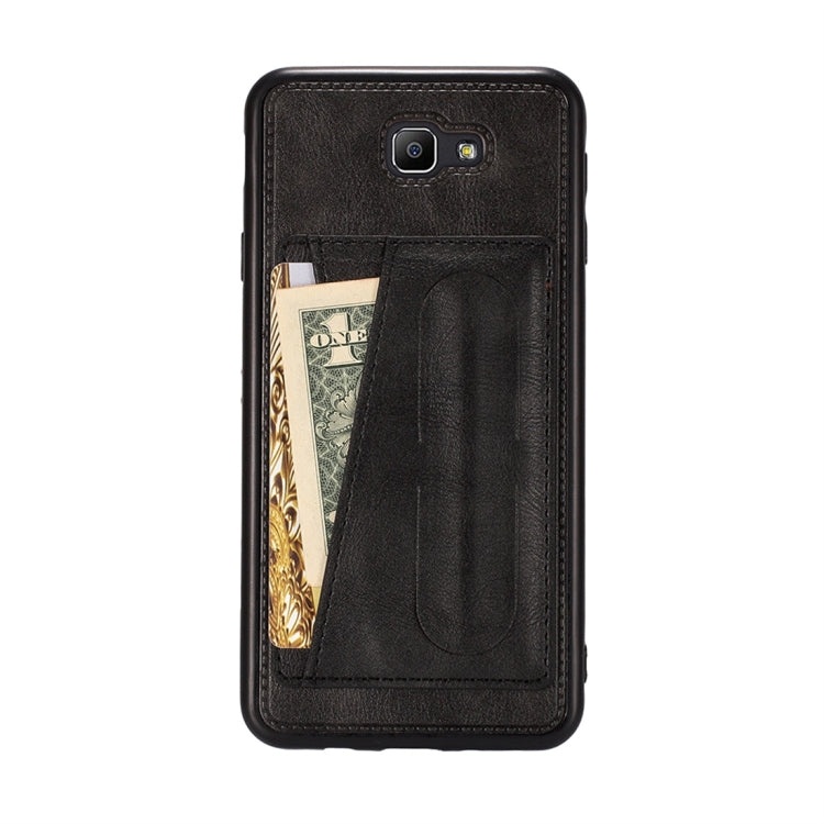 For Galaxy On7 (2016) Shockproof PC + PU Protective Case with Spring Holder & Card Slot