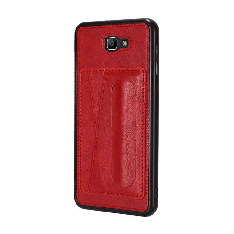 For Galaxy On7 (2016) Shockproof PC + PU Protective Case with Spring Holder & Card Slot