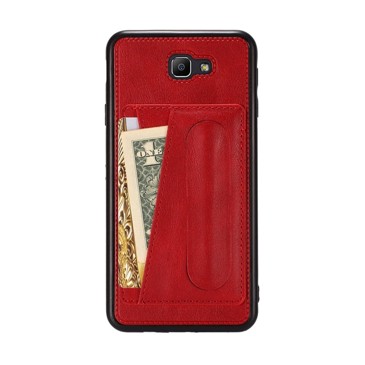 For Galaxy On7 (2016) Shockproof PC + PU Protective Case with Spring Holder & Card Slot