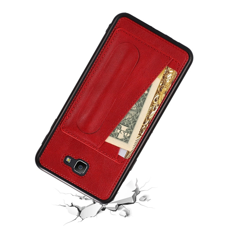 For Galaxy On7 (2016) Shockproof PC + PU Protective Case with Spring Holder & Card Slot