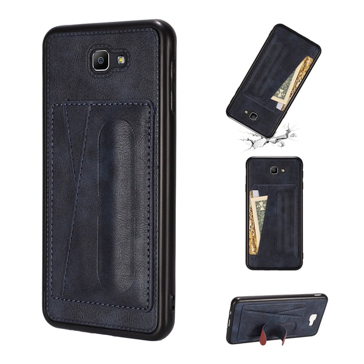 For Galaxy On7 (2016) Shockproof PC + PU Protective Case with Spring Holder & Card Slot