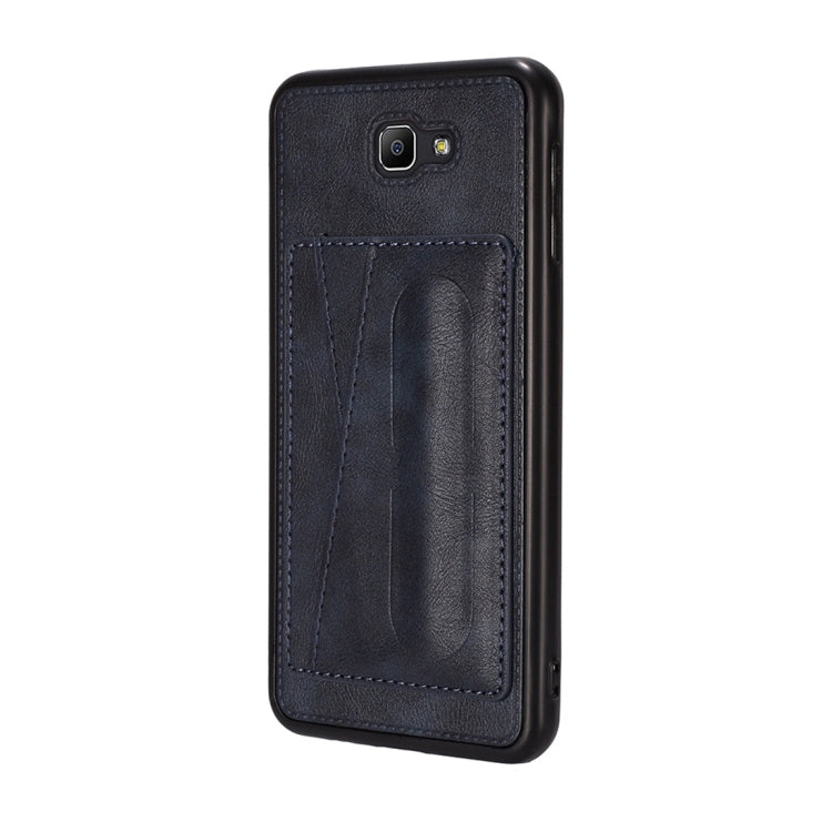 For Galaxy On7 (2016) Shockproof PC + PU Protective Case with Spring Holder & Card Slot