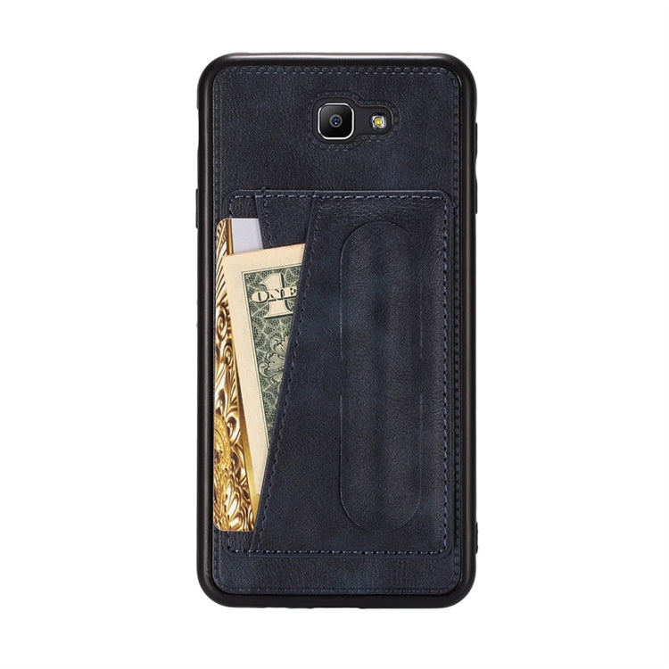 For Galaxy On7 (2016) Shockproof PC + PU Protective Case with Spring Holder & Card Slot