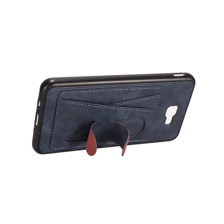 For Galaxy On7 (2016) Shockproof PC + PU Protective Case with Spring Holder & Card Slot