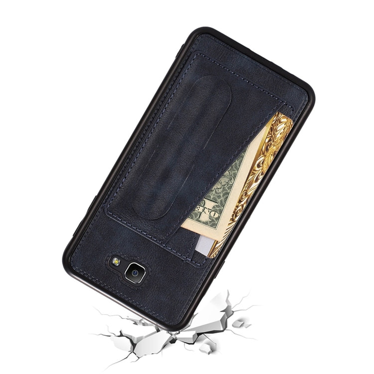 For Galaxy On7 (2016) Shockproof PC + PU Protective Case with Spring Holder & Card Slot
