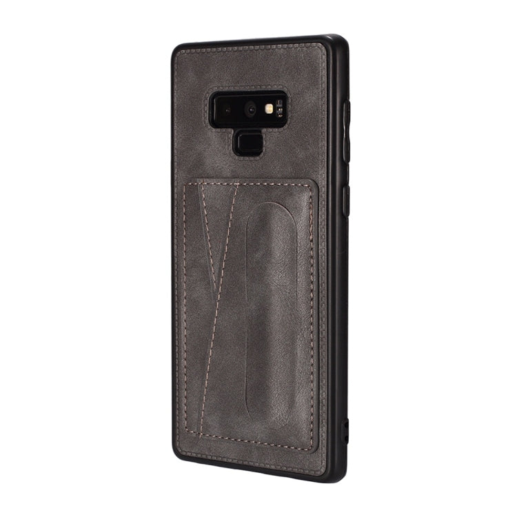 For Galaxy Note 9 Shockproof PC + PU Protective Case with Spring Holder & Card Slot