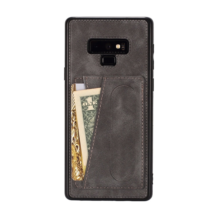 For Galaxy Note 9 Shockproof PC + PU Protective Case with Spring Holder & Card Slot