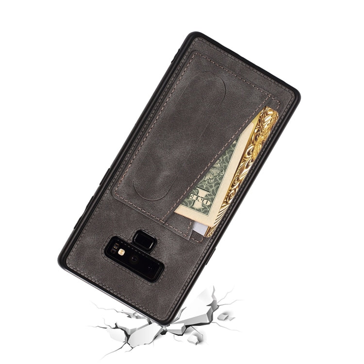 For Galaxy Note 9 Shockproof PC + PU Protective Case with Spring Holder & Card Slot