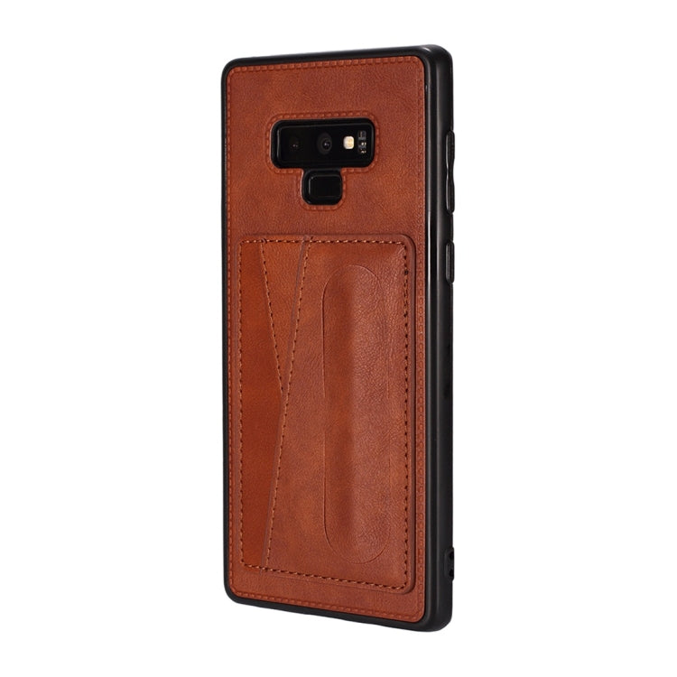 For Galaxy Note 9 Shockproof PC + PU Protective Case with Spring Holder & Card Slot