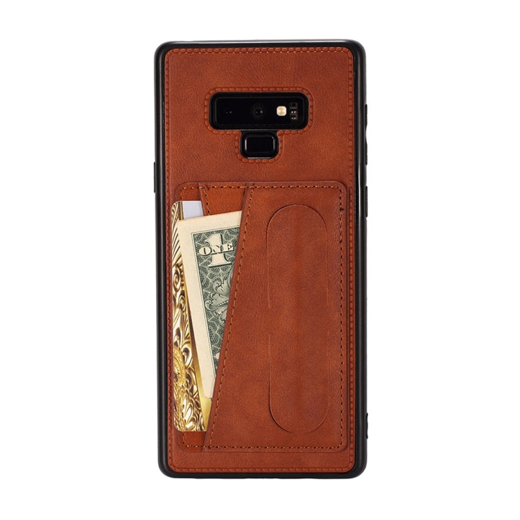 For Galaxy Note 9 Shockproof PC + PU Protective Case with Spring Holder & Card Slot