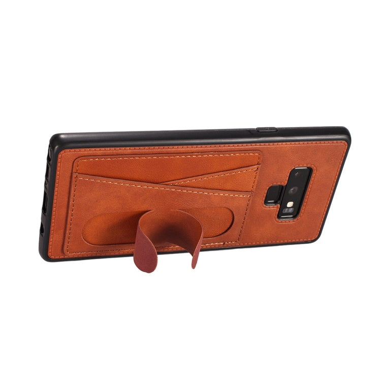 For Galaxy Note 9 Shockproof PC + PU Protective Case with Spring Holder & Card Slot