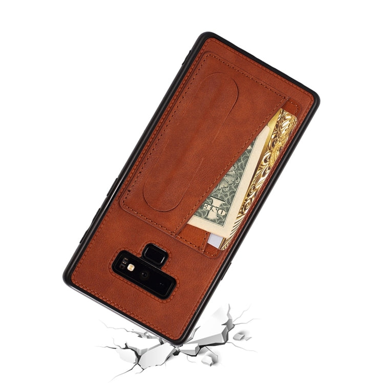 For Galaxy Note 9 Shockproof PC + PU Protective Case with Spring Holder & Card Slot