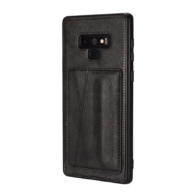 For Galaxy Note 9 Shockproof PC + PU Protective Case with Spring Holder & Card Slot
