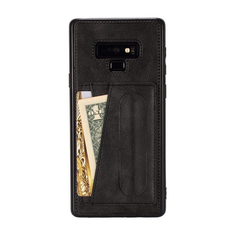 For Galaxy Note 9 Shockproof PC + PU Protective Case with Spring Holder & Card Slot