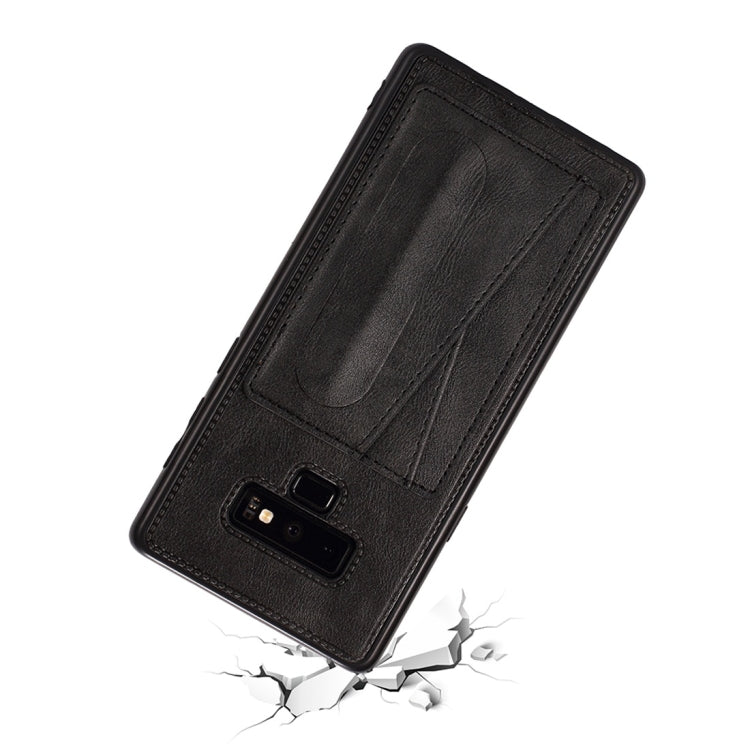 For Galaxy Note 9 Shockproof PC + PU Protective Case with Spring Holder & Card Slot