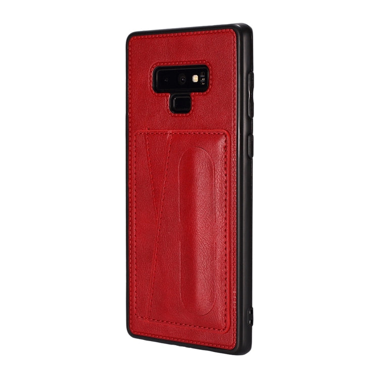 For Galaxy Note 9 Shockproof PC + PU Protective Case with Spring Holder & Card Slot