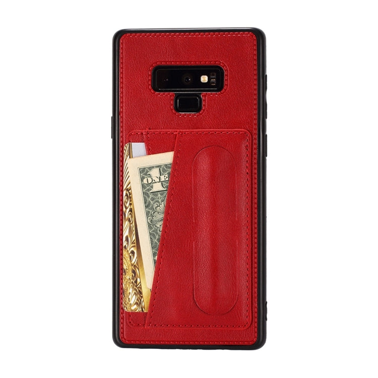 For Galaxy Note 9 Shockproof PC + PU Protective Case with Spring Holder & Card Slot