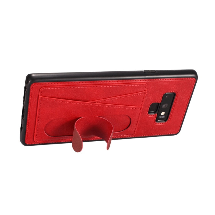 For Galaxy Note 9 Shockproof PC + PU Protective Case with Spring Holder & Card Slot