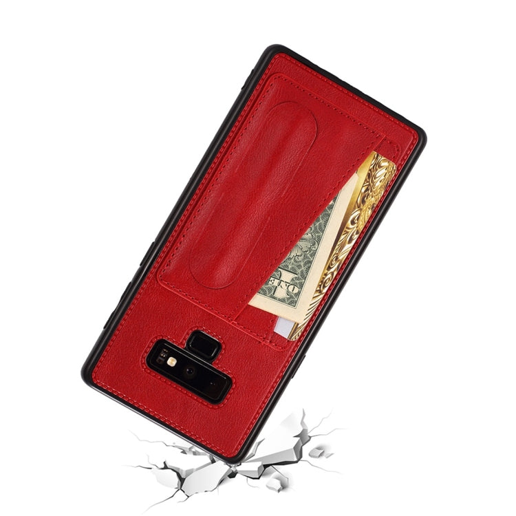 For Galaxy Note 9 Shockproof PC + PU Protective Case with Spring Holder & Card Slot