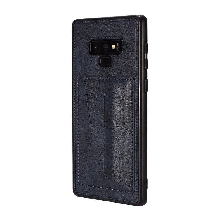 For Galaxy Note 9 Shockproof PC + PU Protective Case with Spring Holder & Card Slot