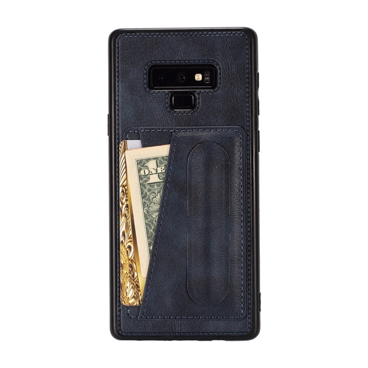 For Galaxy Note 9 Shockproof PC + PU Protective Case with Spring Holder & Card Slot