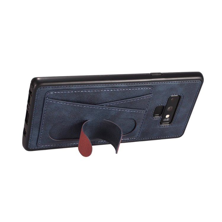 For Galaxy Note 9 Shockproof PC + PU Protective Case with Spring Holder & Card Slot