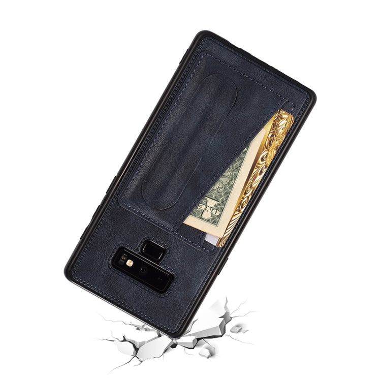 For Galaxy Note 9 Shockproof PC + PU Protective Case with Spring Holder & Card Slot