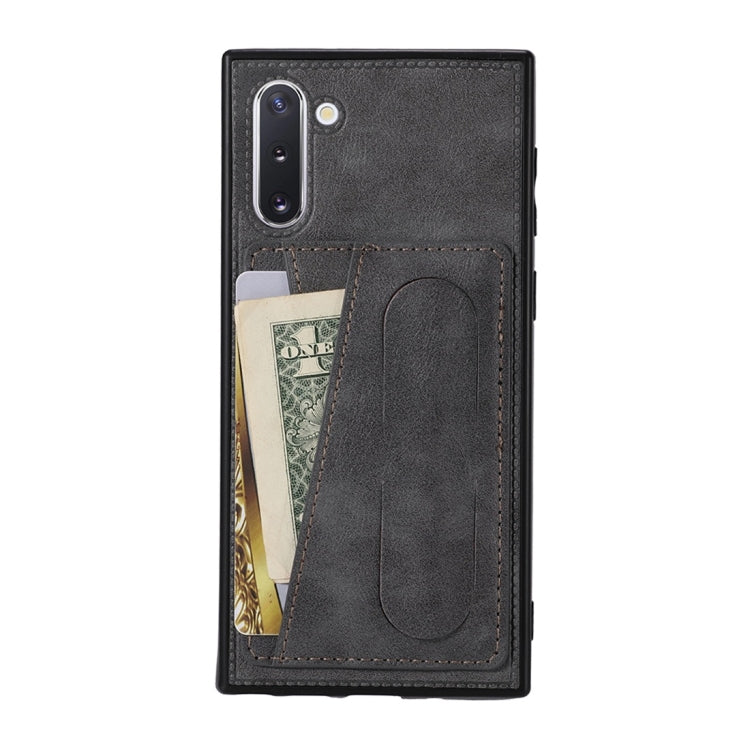 For Galaxy Note 10 Shockproof PC + PU Protective Case with Spring Holder & Card Slot