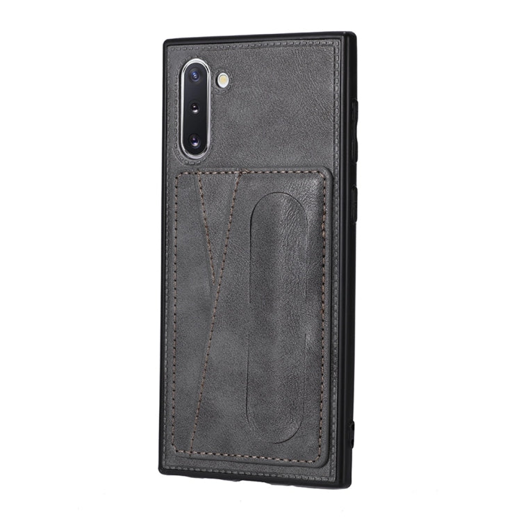 For Galaxy Note 10 Shockproof PC + PU Protective Case with Spring Holder & Card Slot