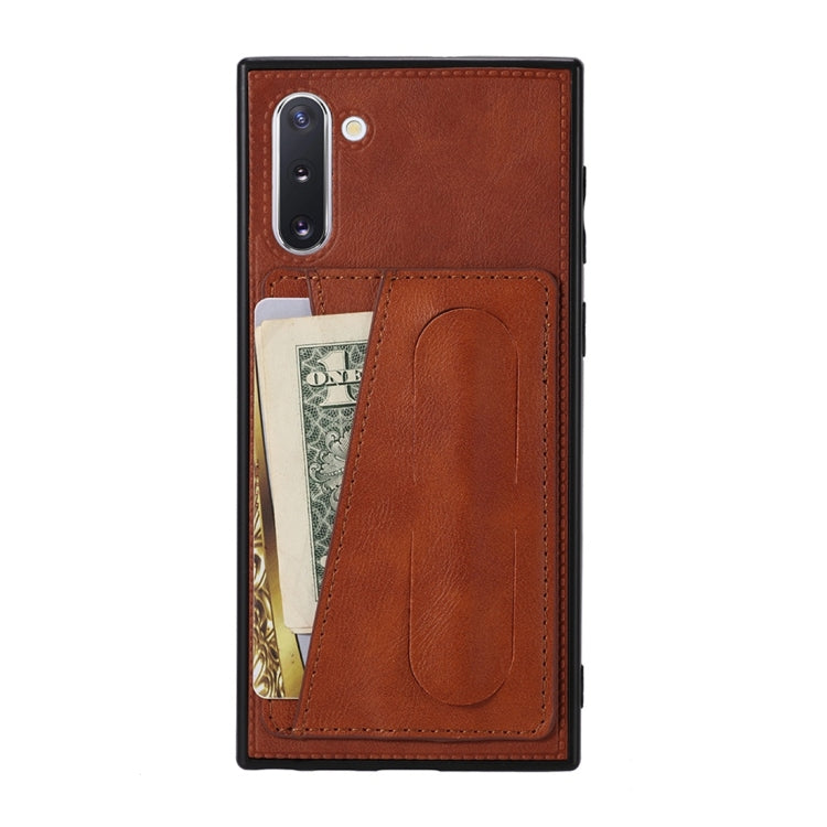 For Galaxy Note 10 Shockproof PC + PU Protective Case with Spring Holder & Card Slot