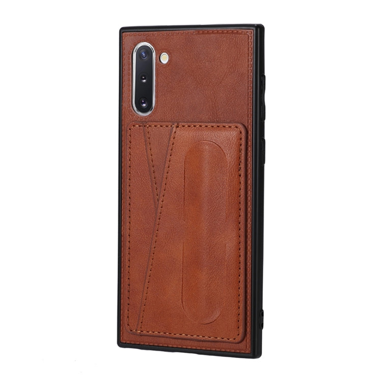 For Galaxy Note 10 Shockproof PC + PU Protective Case with Spring Holder & Card Slot
